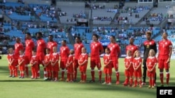 Los jugadores de la selección nacional de fútbol de Cuba.