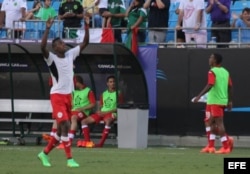 El cubano Maikel Reyes celebra su gol contra Guatemala.