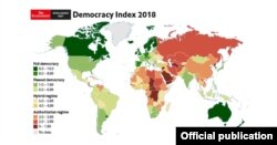 Mapa de Índice de Democracia 2018.