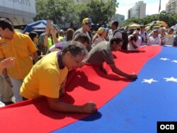Manifestaciones de la oposición en Caracas en apoyo al referendo revocatorio contra Maduro.