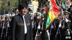 Evo Morales en el acto de conmemoración de los 134 años del inicio de la guerra en la que el país andino perdió su salida al océano. Archivo.