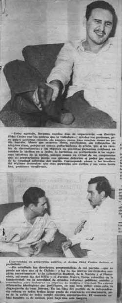 Castro es entrevistado por Agustín Alles Soberón para la revista Bohemia.
