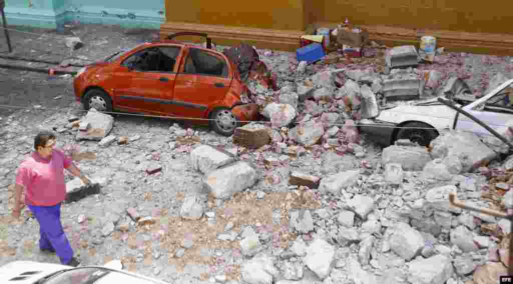 Vista de los daños en la ciudad de Puebla.