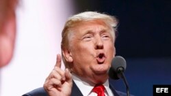 Donald Trump ofrece un discurso durante el día de cierre de la Convención Nacional Republicana. EFE