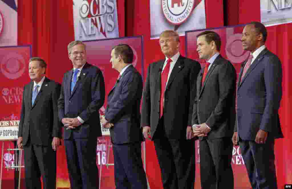 Los 6 contrincantes en el debate republicano de Carolina del Sur.