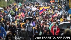 Una manifestación en Bogotá contra la reforma tributaria propuesta por Iván Duque.