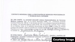 Copia del contrato de médica cubana en Brasil