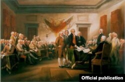 Cuadro sobre la presentación de la Declaración de Independencia al primer Congreso de EE.UU.
