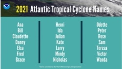Estos serán los nombres de los ciclones en la temporada de huracanes 2021 en el Atlántico. (NOAA)