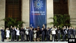Los presidentes y jefes de estado asistentes a la II Cumbre de la Comunidad de Estados Latinoamericanos y Caribeños (Celac).