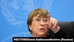 Michele Bachelet, Alta Comisionada de la ONU para los derechos humanos, en una audiencia en Ginebra.