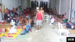 Migrantes cubanos en albergue de Turbo, Colombia. Foto cortesía de cubanos varados en Turbo.