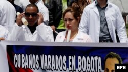 Médicos cubanos varados en Colombia.