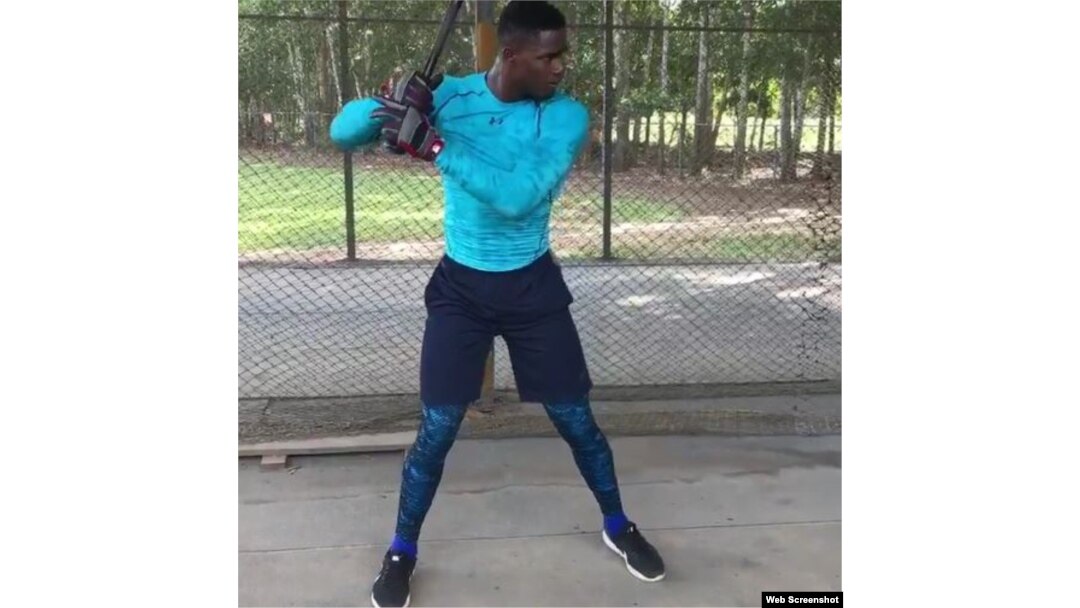 Luis Robert, en el entrenamiento.