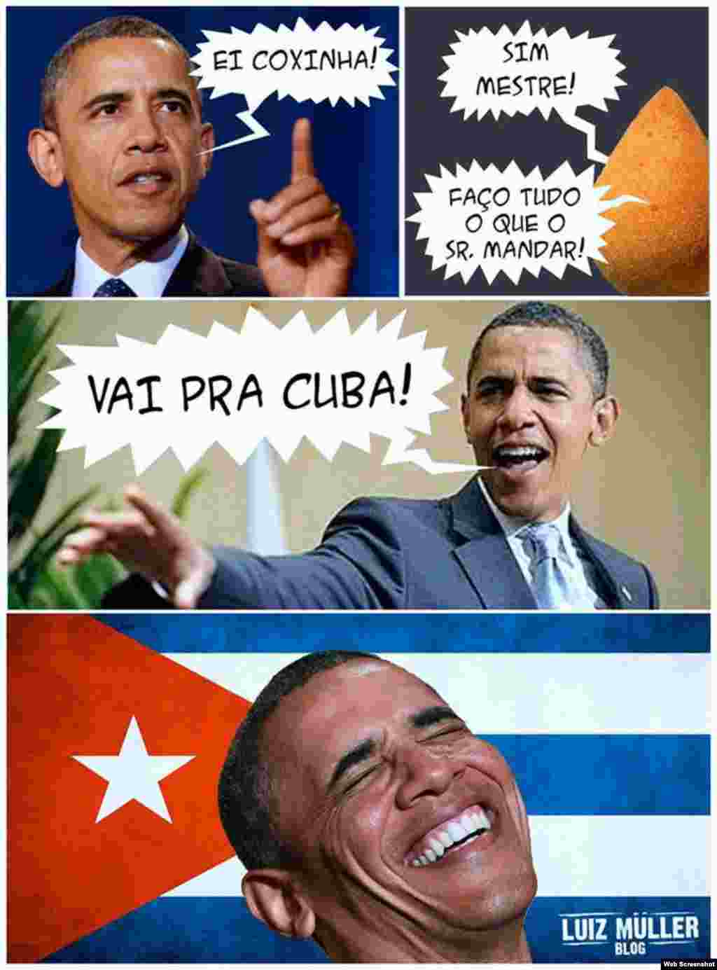 Obama &quot;Vai pra Cuba&quot; (Obama va para Cuba).