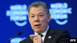El presidente de Colombia, Juan Manuel Santos, en el Foro Económico Mundial de Davos.