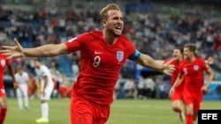 Inglaterra celebra su victoria ante Túnez el lunes 18 de junio en el estadio de Volgogrado. Efe.
