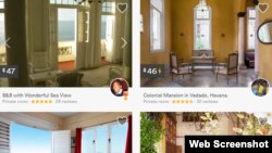 Casas de Airbnb en Cuba.