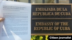 FANTU entregó esta carta en la Embajada de Cuba en Washington.