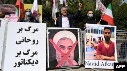 Protestas por la ejecución del atleta iraní Navid Afkari en Londres (Justin Tallis / AFP).
