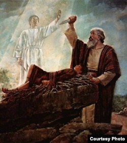 Obedeciendo a Dios, Abraham se dispone a sacrificar a su hijo Isaac.