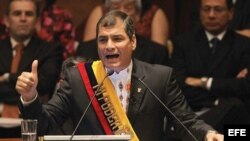 El presidente izquierdista de Ecuador Rafael Correa.
