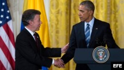 Obama se reúne con el presidente de Colombia, Juan Manuel Santos, en la Casa Blanca.