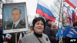 Manifestación en Crimea a favor de Putin.