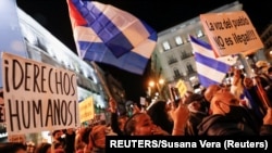 Una manifestación en apoyo a la convocatoria de la Marcha Cívica por el Cambio en Cuba el 15 de noviembre en Madrid.