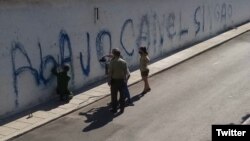 El 26 de enero apareció este cartel contra Díaz-Canel en un muro en Serrano y Vía Blanca, en La Habana.