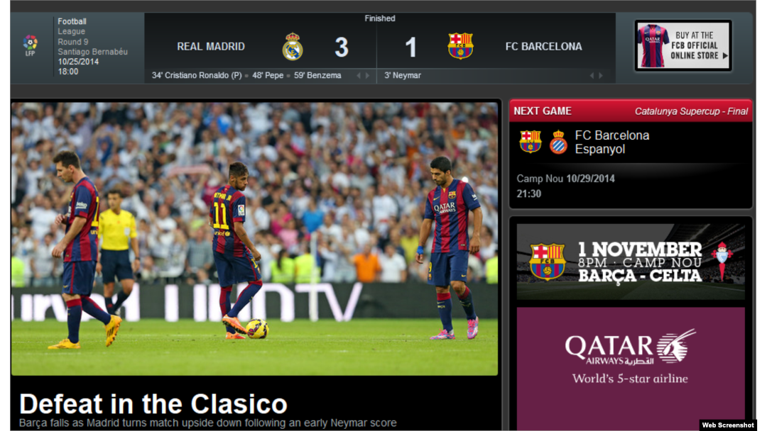 Real Madrid derrotó al Barcelona.