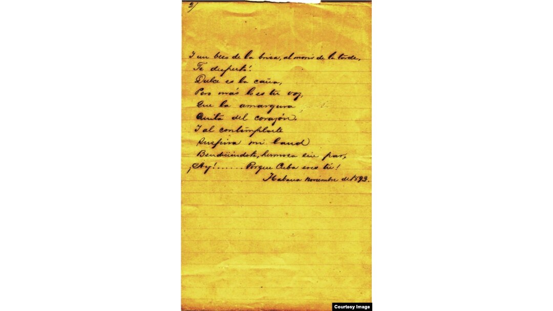 Manuscrito de la habanera "Tú".