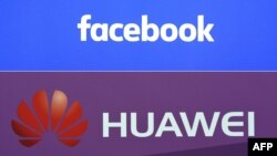 Logos de Facebook y Huawei.