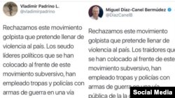 Post en Twitter de Díaz-Canel y Vladimir Padrino.