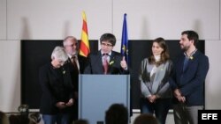 El ex presidente del Parlamento catalán, Carles Puigdemont valora resultado de las elecciones desde Bruselas, Bélgica
