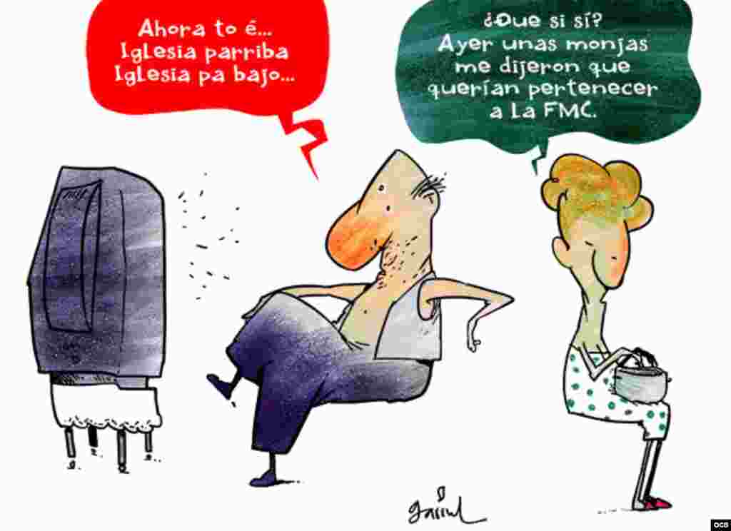 Garrincha's cartoon about Catholic church in Cuba
