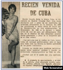 Yolanda Farr regresó a España tras rodar en La Habana Memorias del Subdesarrollo.