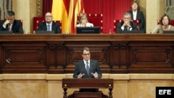 El presidente de la Generalitat, Artur Mas, durante la primera jornada del debate de política general en el Parlament de Cataluña. 