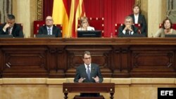 El presidente de la Generalitat, Artur Mas, durante la primera jornada del debate de política general en el Parlamento de Cataluña. Archivo.