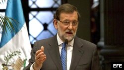 El presidente del Gobierno español, Mariano Rajoy, durante la conferencia de prensa en Guatemala.