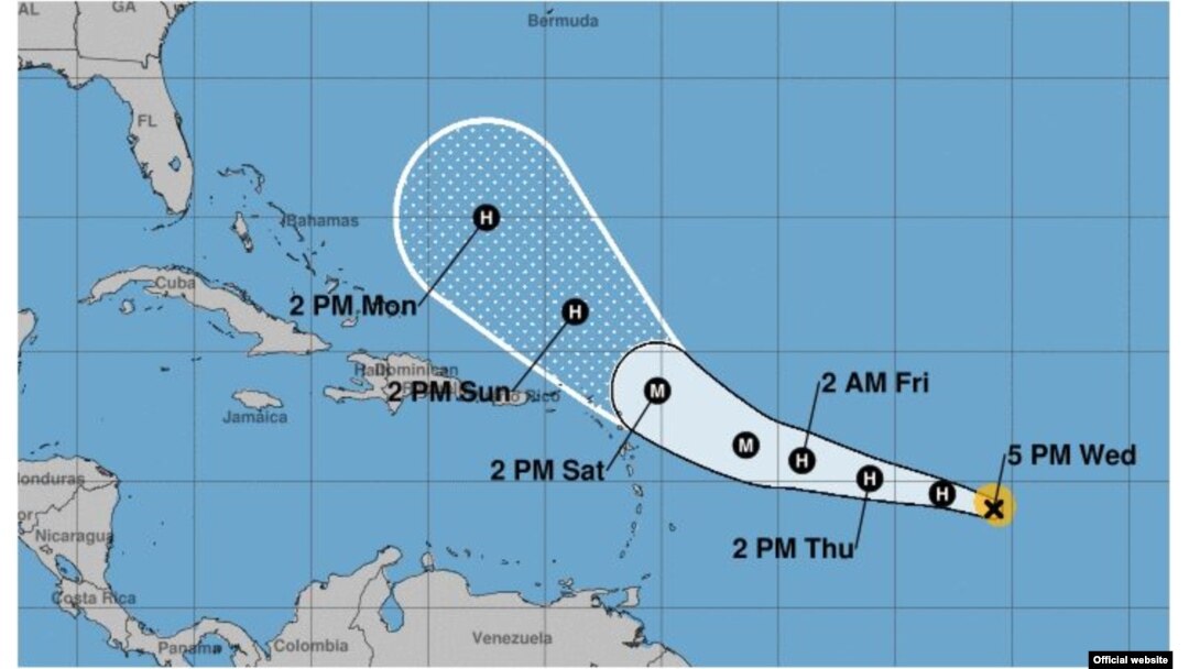 Trayectoria pronosticada para el huracán José. (NHC)