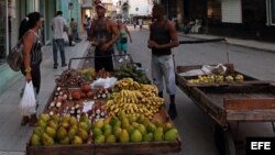Carretilleros que venden fruta y vegetales en La Habana