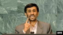 El presidente de Irán, Mahmoud Ahmadinejad, en Naciones Unidas, en una intervención donde se refirió a las sanciones de Occidente.