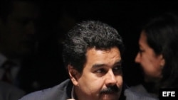 El vicepresidente de Venezuela, Nicolás Maduro, en la Cumbre de la Comunidad de Estados Latinoamericanos y Caribeños (Celac), en Santiago de Chile. 