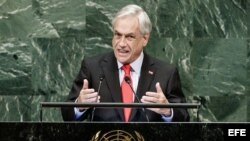 El presidente de Chile, Sebastián Piñera, pronuncia su discurso durante el 73 periodo de sesiones de la Asamblea General de Naciones Unidas.
