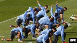 El entrenamiento del equipo uruguayo.