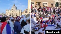 Cubanos se manifiestan frente al Vaticano, en Roma. (Captura de videos/Facebook)