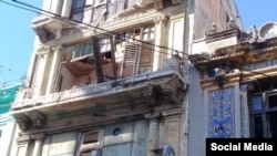 Imagen del colapso parcial del edificio de Galiano 210, entre Virtudes y Concordia, publicada por Sonia López en su cuenta de Facebook.