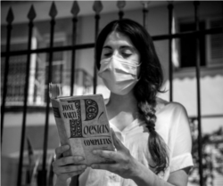 La historiadora de Arte Carolina Barrero en una manifestación el 27 de enero.