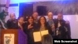 Regis Iglesias, durante la entrega del Premio al Valor otorgado al WMD en Perú octubre 17